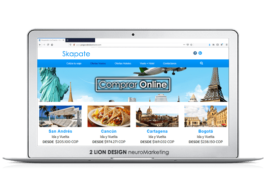 Skapate - Agencia de Viajes / Diseño de página web y tienda virtual